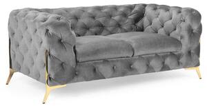 Cala Plush Velvet 2 Seater Sofa In Grey