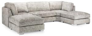 Burton Velvet Fullback U Shape Corner Sofa In Truffle