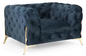 Cala Plush Velvet Armchair In Deep Ocean