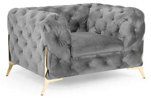 Cala Plush Velvet Armchair In Grey