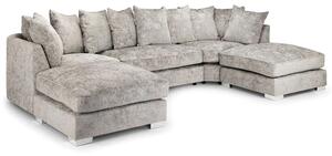 Burton Velvet Scatterback U Shape Corner Sofa In Truffle