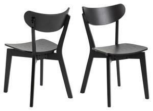 Reims Matt Black Rubberwood Dining Chairs In Pair