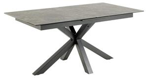 Hyeres Extending Ceramic Dining Table In Black With Black Legs