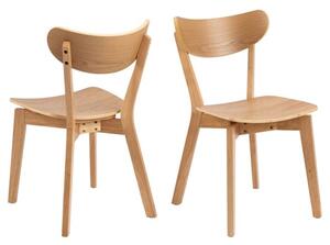 Reims Oak Rubberwood Dining Chairs In Pair