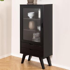 Alisto Wooden Display Cabinet Small In Matt Black