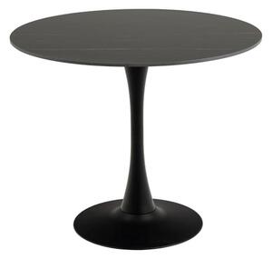 Macon Ceramic Dining Table Round In Grantham Matt Black