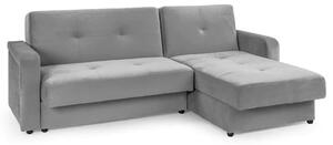 Kira Plush Velvet Sofa Bed Corner In Grey