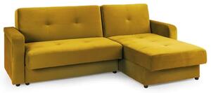 Kira Plush Velvet Sofa Bed Corner In Mustard