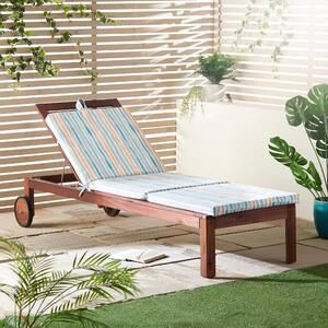 Summer Stripe Water Resistant Outdoor Lounger Pad 60cm x 180cm Blue