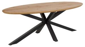 Hyeres Wooden Dining Table Oval In Oak With Matt Black Legs