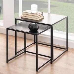 Salvo Wooden Nest Of 2 Tables Square In Ash Black