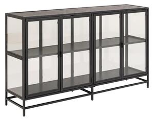 Salvo Wooden Display Cabinet With 4 Doors In Ash Black