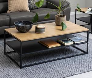 Giza Wooden Coffee Table In Matt Wild Oak With Undershelf