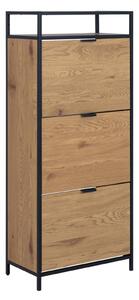 Salvo Wooden Shoe Storage Cabinet 3 Flap Doors In Matt Wild Oak