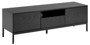 Salvo Wooden TV Stand With 2 Doors 1 Drawer In Ash Black