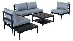 Elements Black Modular 4 Seater Conversational Set with Coffee and Side Tables Black