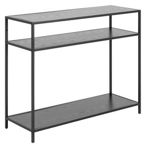 Salvo Wooden Console Table With 2 Shelves In Ash Black