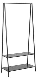 Salvo Wooden Clothes Rack With 2 Shelves In Ash Black