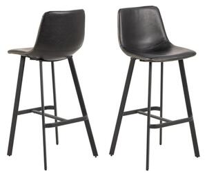 Ocala Vintage Black Faux Leather Bar Chairs In Pair