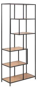 Salvo Bookcase 5 Wooden Shelves With Black Metal Frame