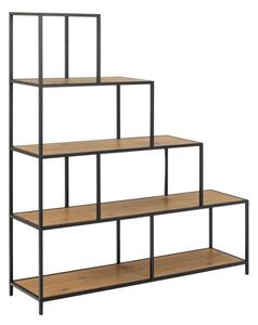 Salvo Wooden Bookcase Step Shape 4 Shelves In Matt Wild Oak