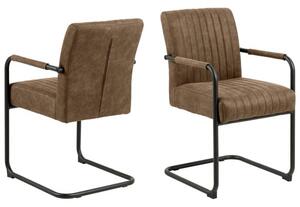 Preston Light Brown Fabric Dining Chairs In Pair