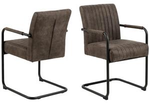 Preston Anthracite Fabric Dining Chairs In Pair