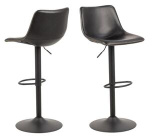 Ocala Vintage Black Faux Leather Bar Stools In Pair