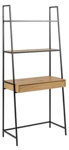 Salvo Wooden Bookcase With 5 Shelves And Desk In Matt Wild Oak