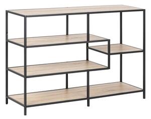 Salvo Wooden Bookcase 4 Shelves Wide With Black Metal Frame