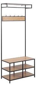 Salvo Wooden Clothes Rack With 3 Shelves In Matt Wild Oak