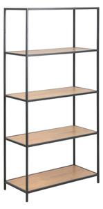 Salvo Wooden Bookcase 4 Shelves Tall With Black Metal Frame