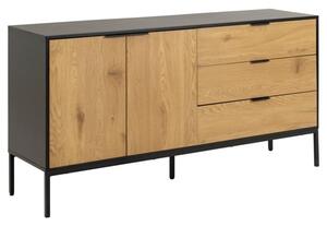 Salvo Wooden Sideboard With 2 Doors 3 Drawers In Matt Wild Oak