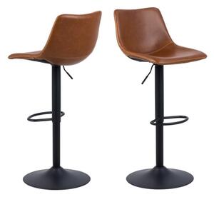 Ocala Vintage Brandy Faux Leather Bar Stools In Pair