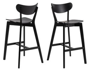 Reims Matt Black Rubberwood Bar Chairs In Pair