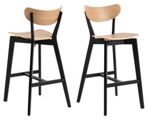 Reims Oak Rubberwood Bar Chairs In Pair