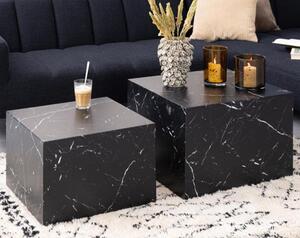 Delft Wooden Set Of 2 Coffee Tables In Black Marble Effect