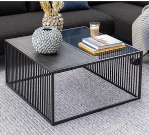 Surf Glass And Wooden Coffee Table With Matt Black Base