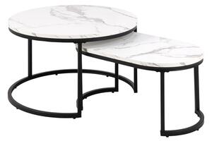 Suva Wooden Set Of 2 Coffee Tables In White Marble Effect