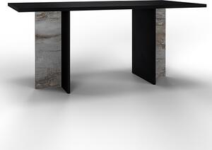 Laax Wooden Dining Table Rectangular In Matt Black And Oxide