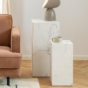 Delft Wooden Set Of 2 Side Tables In White Marble Effect