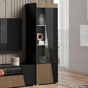 Enna High Gloss Display Cabinet 1 Door Right In Black And LED