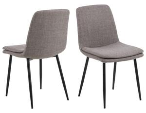 Becka Light Grey Brown Fabric Dining Chairs In Pair