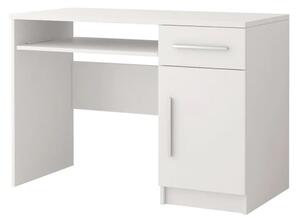 Oxnard Wooden Computer Desk With 1 Door 1 Drawer In Matt White