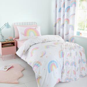 Watercolour Rainbow Duvet Cover and Pillowcase Set White/Pink/Blue
