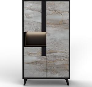 Laax Display Cabinet With 2 Doors In Matt Black Oxide And LED