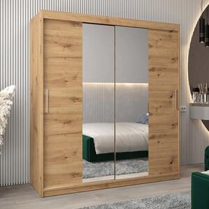 Tavira I Mirrored Wardrobe 2 Sliding Doors 180cm In Artisan Oak