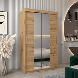 Tavira I Mirrored Wardrobe 2 Sliding Doors 120cm In Artisan Oak