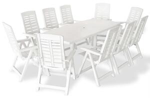 11 Piece Outdoor Dining Set Plastic White