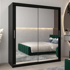 Tavira III Mirrored Wardrobe 2 Sliding Doors 180cm In Black